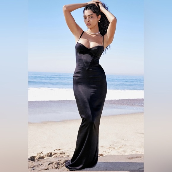 House of CB Stefania Black Corset Maxi Dress XL - Picture 1 of 10